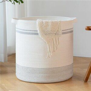 80L Laundry Basket, Laundry Hamper, Cotton Rope Storage Basket